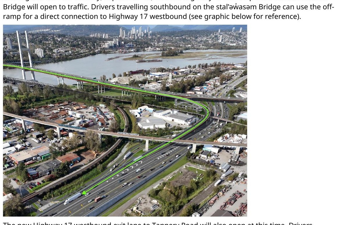 Tap Exit Rout Sign New Highway 17 off-ramp from stal̕əw̓asəm Bridge opens Sept. 15 ...
